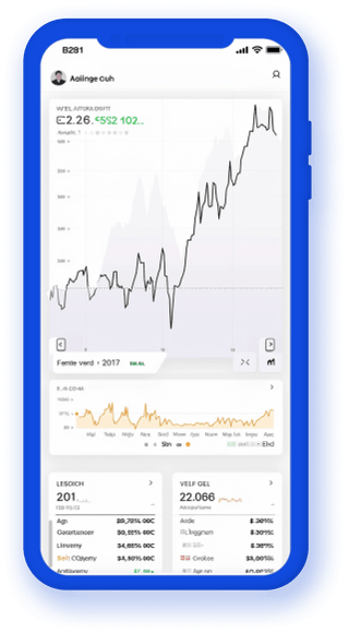 Kryptostatistik i realtid vist på en mobilbaseret porteføljetracker